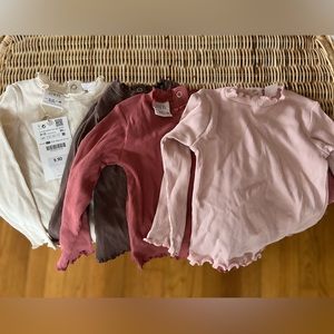 Lot of Zara baby ribbed t shirts with ruffle edge 9-12 mo